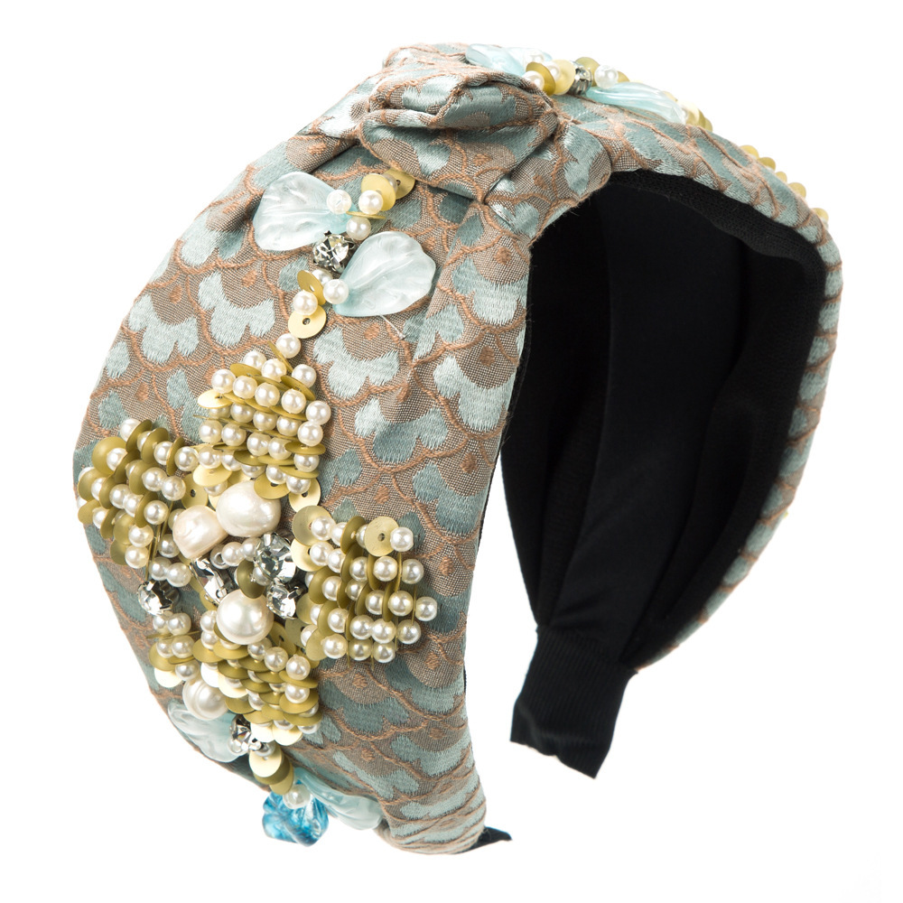 Wide Pearl Rhinestone Headband