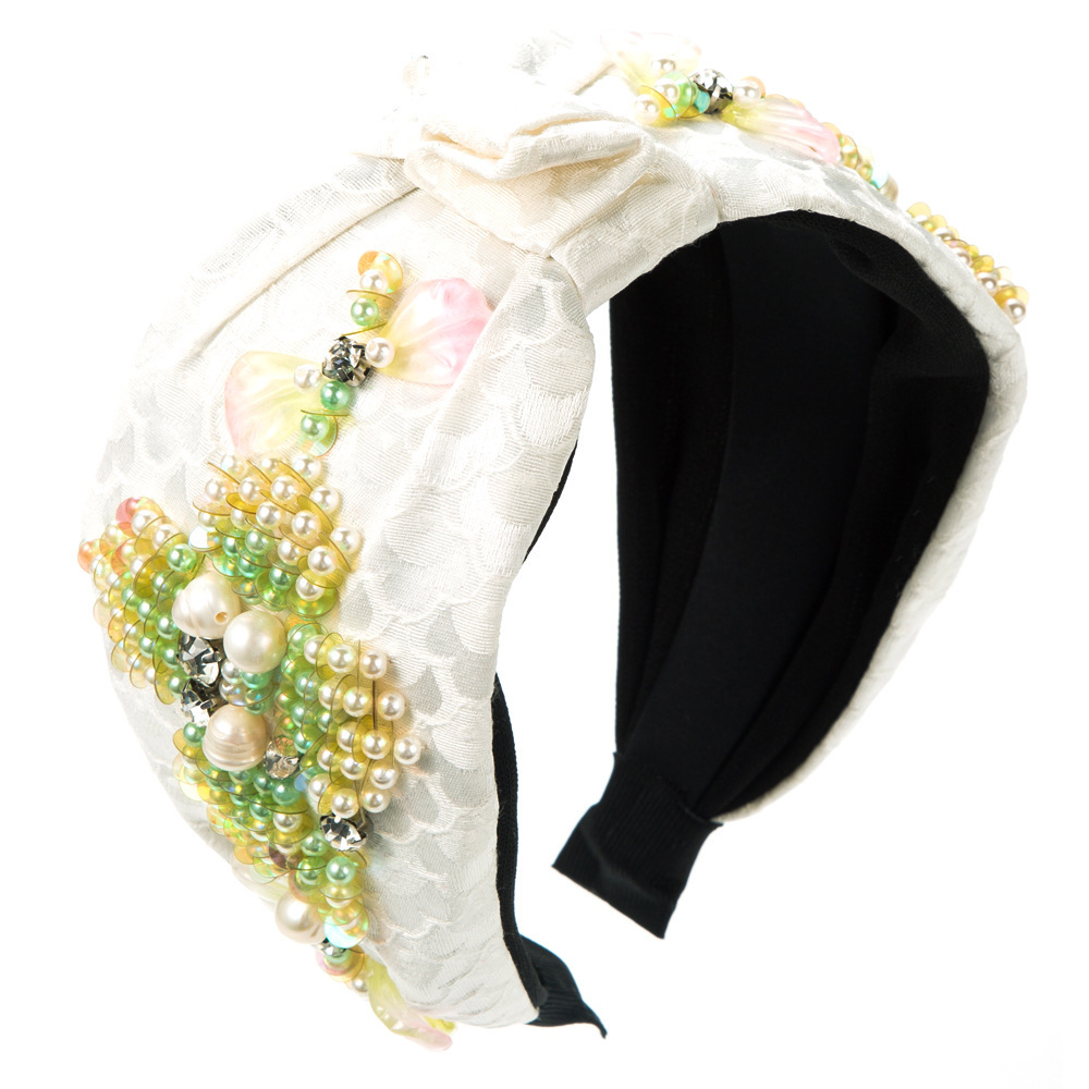 Wide Pearl Rhinestone Headband