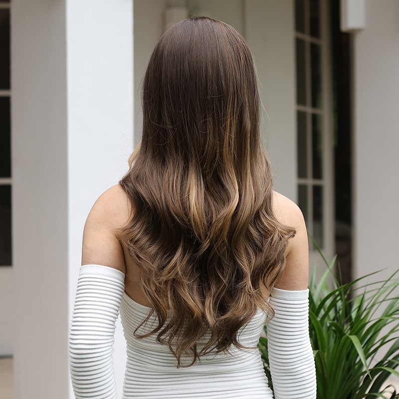 Brown Middle Part Curly Wig