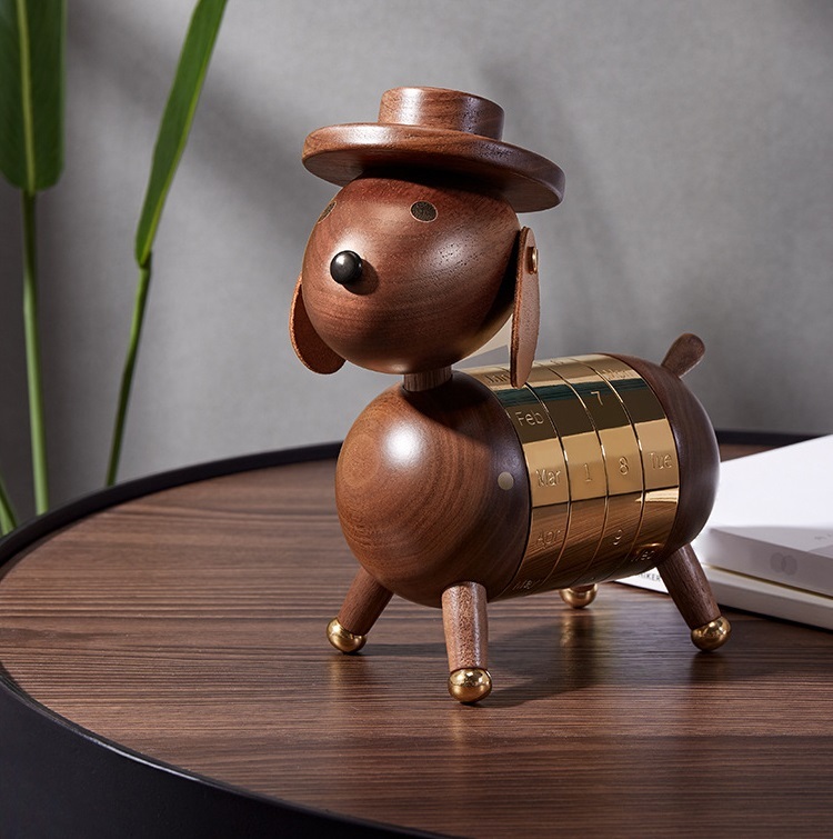 black walnut wood dog ornament