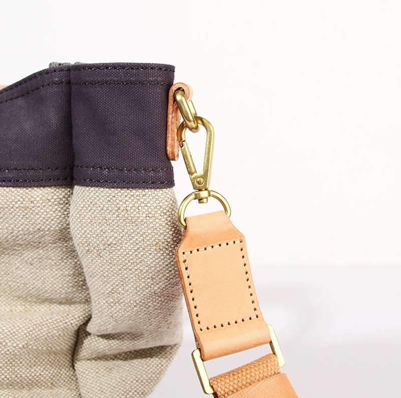Printed leather canvas bag