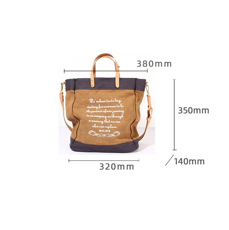 Printed leather canvas bag