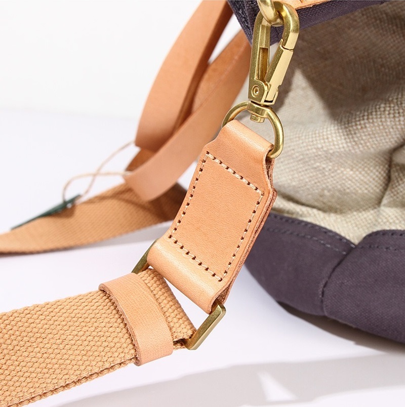 Printed leather canvas bag