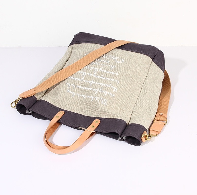 Printed leather canvas bag