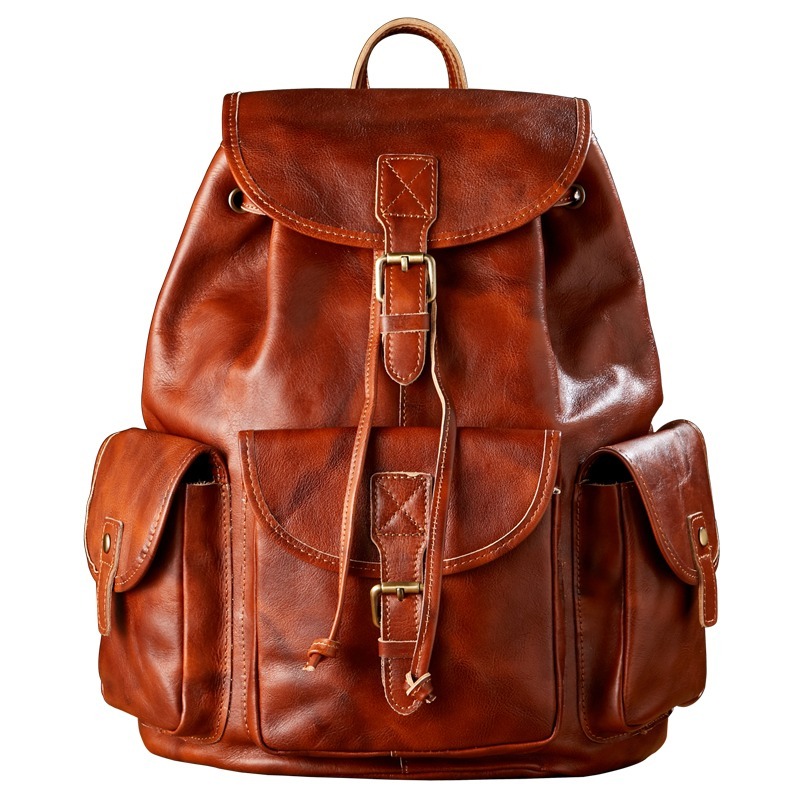 Handmade leather leisure backpack