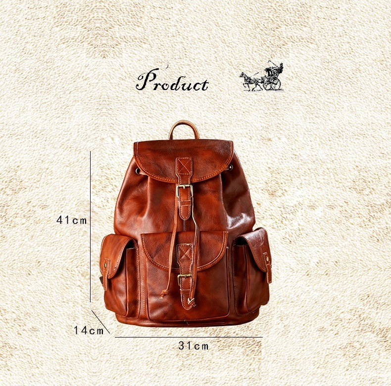 Handmade leather leisure backpack