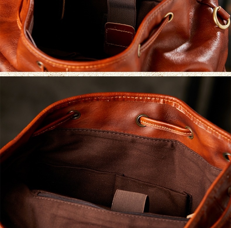 Handmade leather leisure backpack