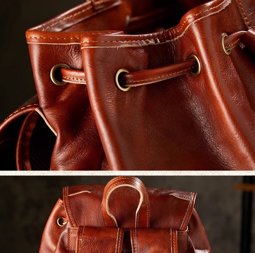 Handmade leather leisure backpack