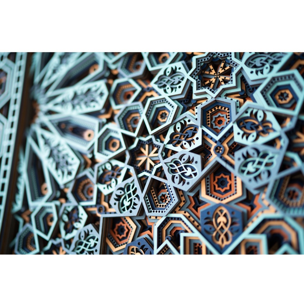 Engraved wood decor ornament