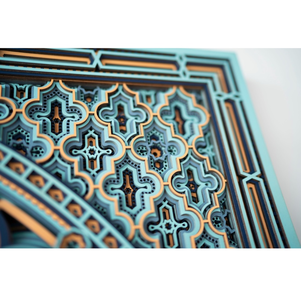 Engraved wood decor ornament