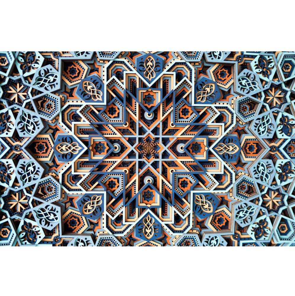 Engraved wood decor ornament