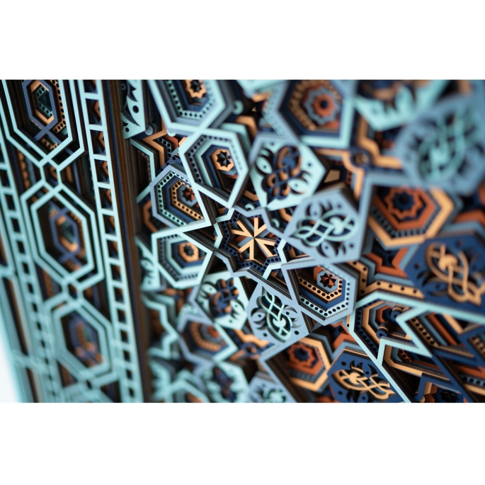 Engraved wood decor ornament