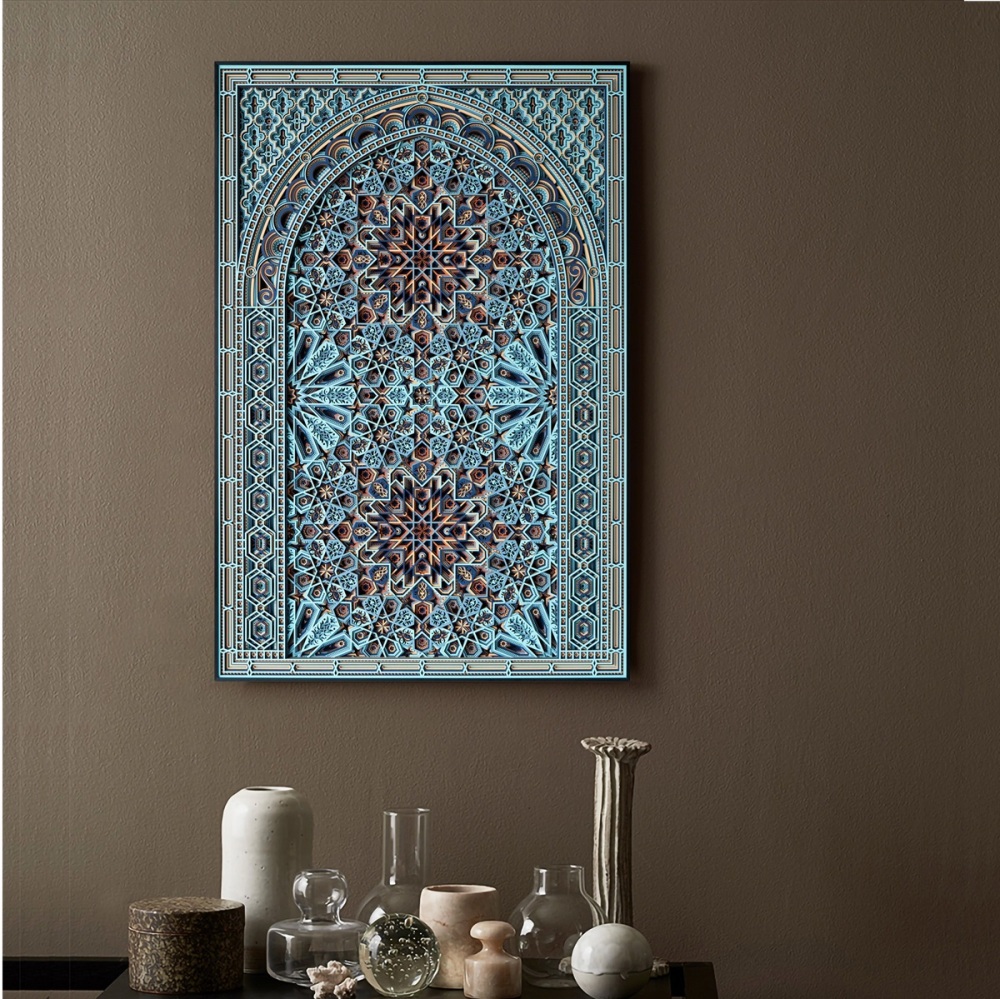 Engraved wood decor ornament