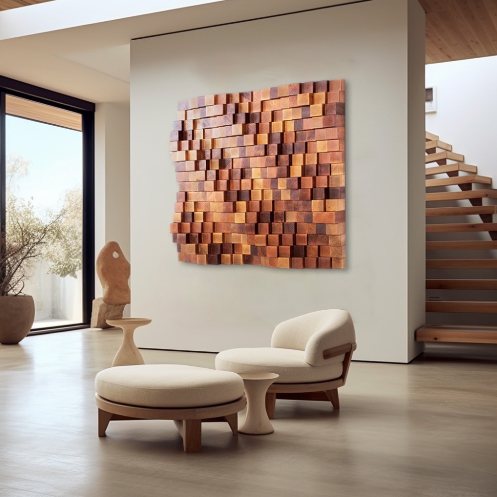 Simplistisam artisan wood decor painting