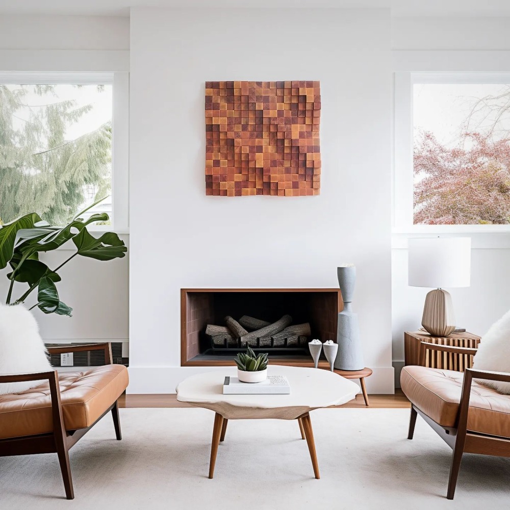 Simplistisam artisan wood decor painting
