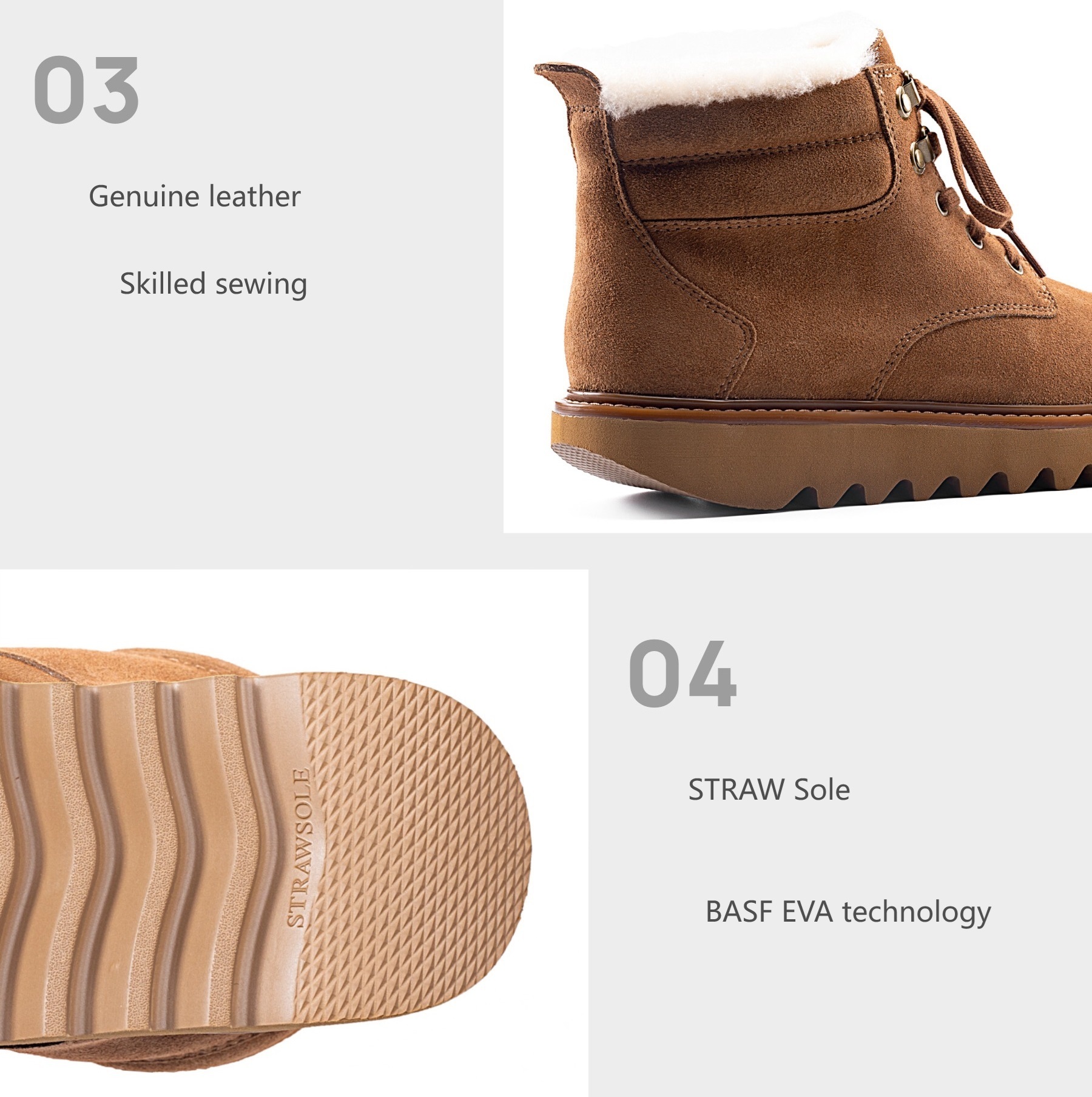 Wool suede snow boots