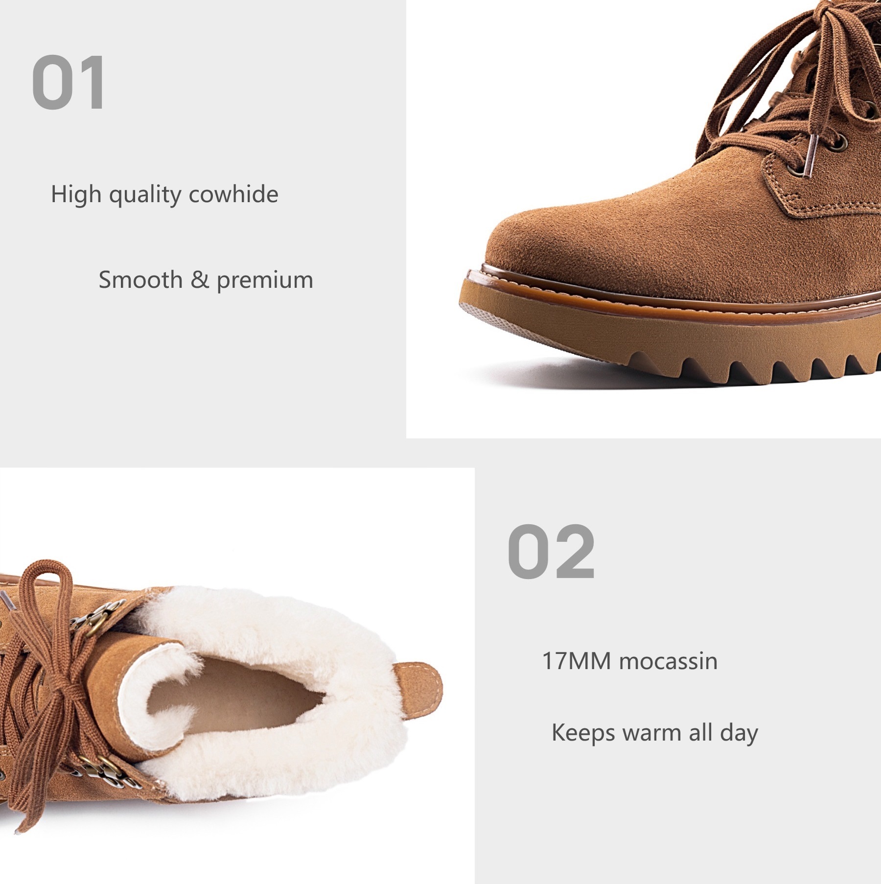 Wool suede snow boots