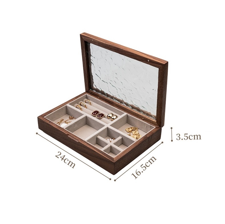 Jewelry organizer box glass lid