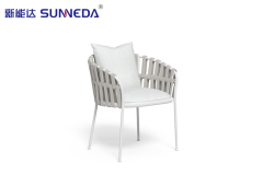 630425Upholstered fabric garden chair with armrests