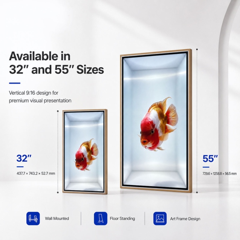 3D Spatial Art Frame Display 32 55 Inch Ultra-thin Digital Signage Naked Eye 3D