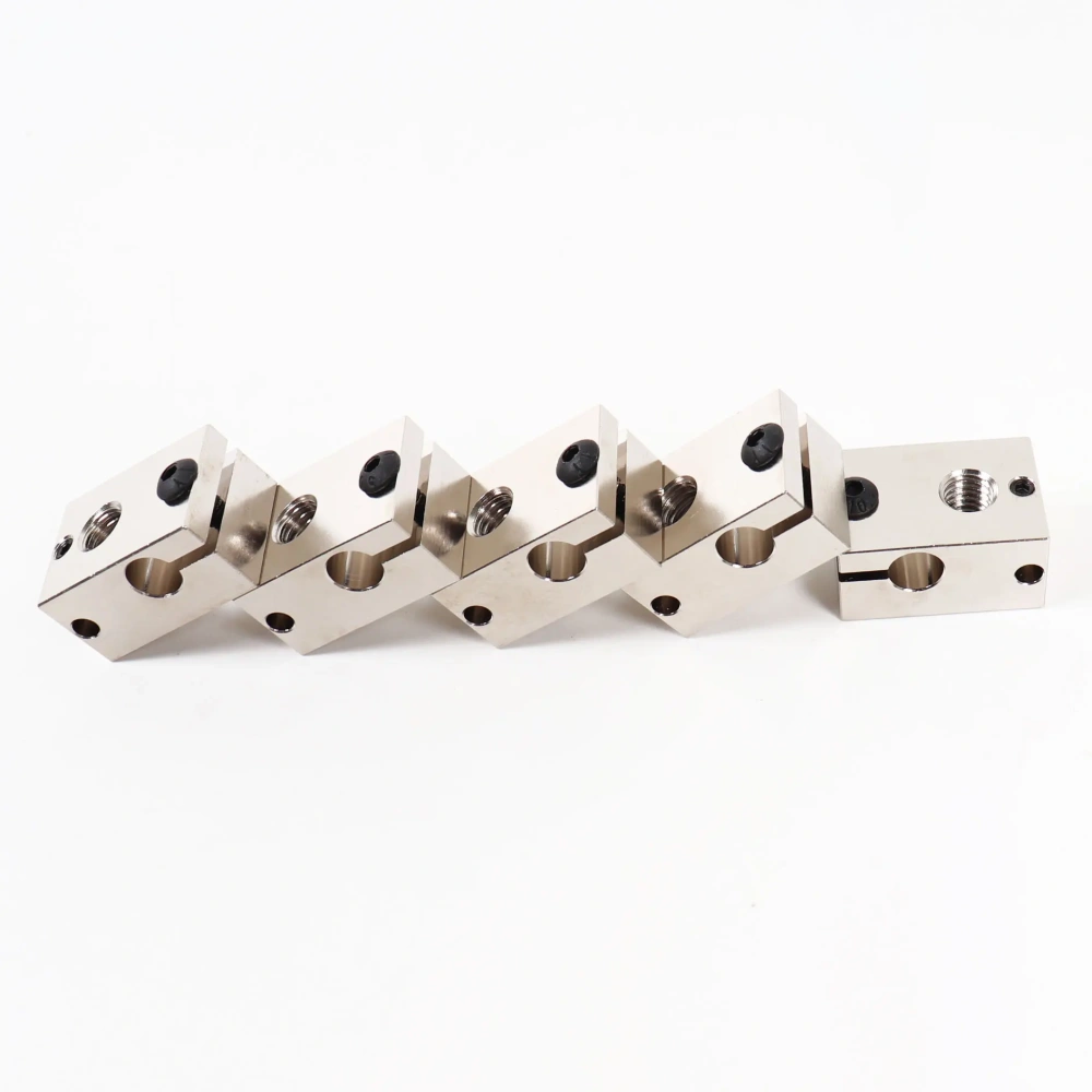Blurolls PT100 V6 Plated Copper Heat Block For V6 Hotend 3D Printer Heated Block for Sensor Cartridge Extruder TItan Prusa