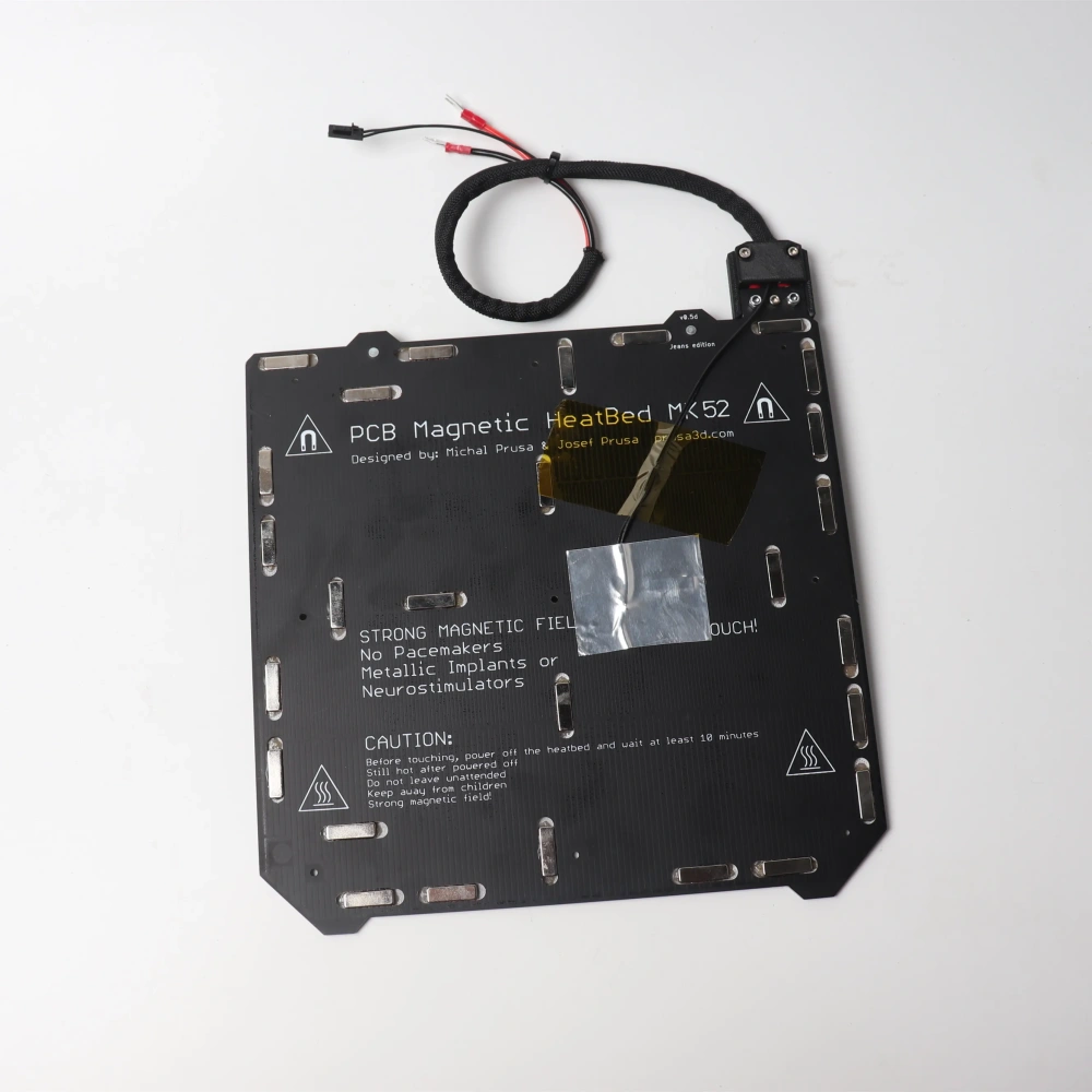 Blurolls Prusa I3 MK3/MK3S/3S+ 3d Printer MK52 Heated Bed 24V Heatbed N38SH Magnets Power Cable Thermistor Textile Sleeve