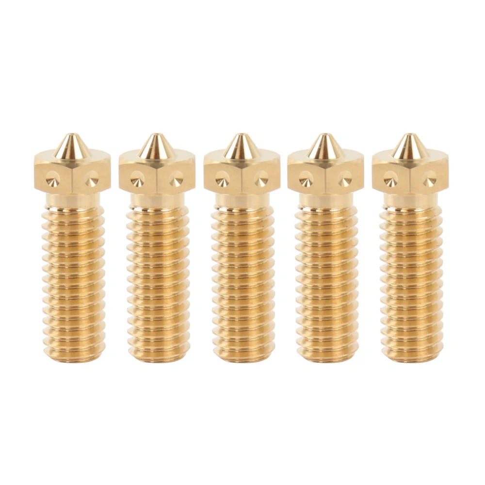Blurolls 5pcs Brass Volcano Nozzle 0.4mm Lengthen Extruder For 1.75mm Filament M6 Volcano Heaterblock Hotend 3D Printer Parts