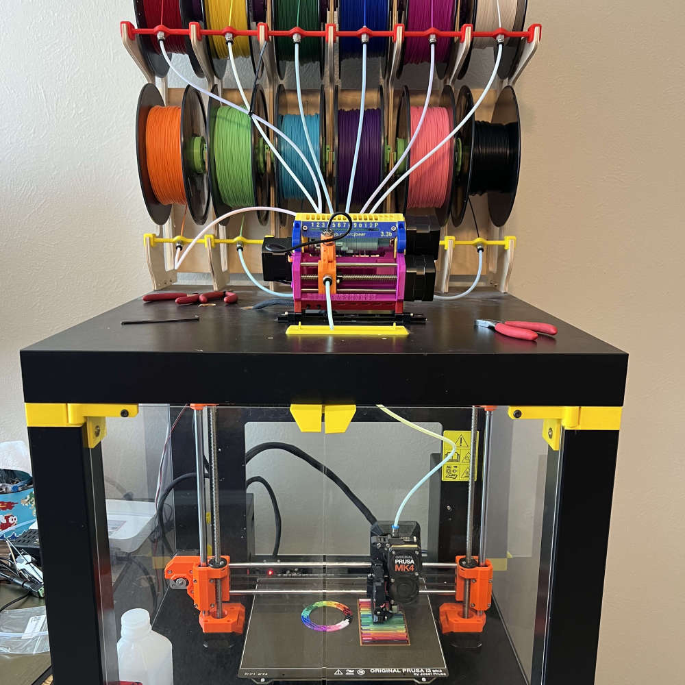 Blurolls Prusa I3 MK3S+ MK3.5S MK3.9S MK4 MK4S Core One MMU3 12X Filaments Multi Colors Feeder 3d Printing Upgrade Kit