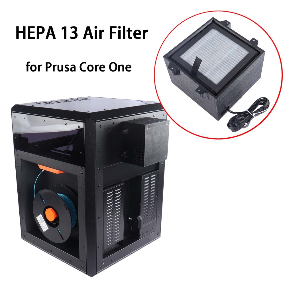 Blurolls HEPA 13 Air Filter for Prusa Core One 3D Printer Filtration with Activated Carbon & Fan Dust Odor Eliminator