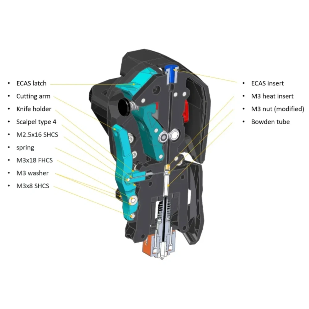 Blurolls Voron Stealthburner Auto Cutter - CNC Aluminum Alloy Blade Upgrade for 2.4/Trident Toolheads