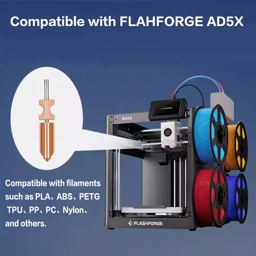 Blurolls Flashforge AD5X All-in-One Hotend Upgrade - Quick-Release Hardened Steel Nozzle & High-Temp Assembly