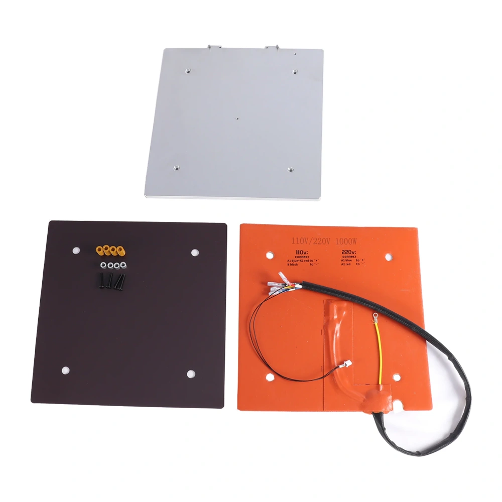 CNC Aluminum 8mm Heated Bed Upgrade Kit for Anycubic Kobra S1 / S1C 110V/220V Silicone Heating Pad Build Plate for 3D Printing