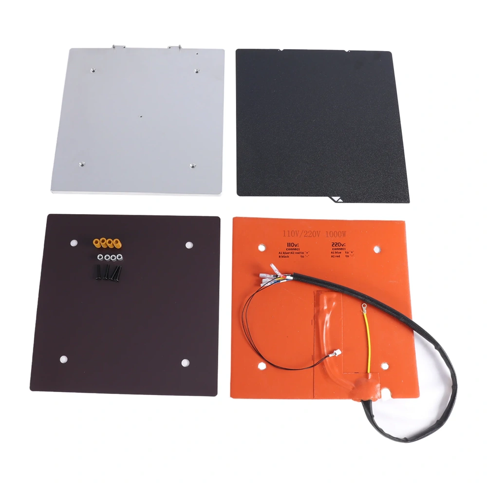 CNC Aluminum 8mm Heated Bed Upgrade Kit for Anycubic Kobra S1 / S1C 110V/220V Silicone Heating Pad Build Plate for 3D Printing