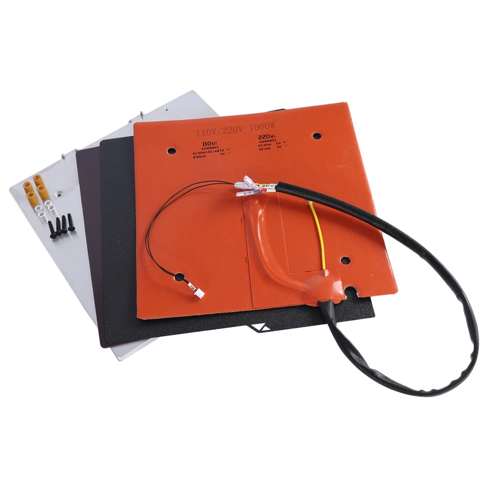 CNC Aluminum 8mm Heated Bed Upgrade Kit for Anycubic Kobra S1 / S1C 110V/220V Silicone Heating Pad Build Plate for 3D Printing