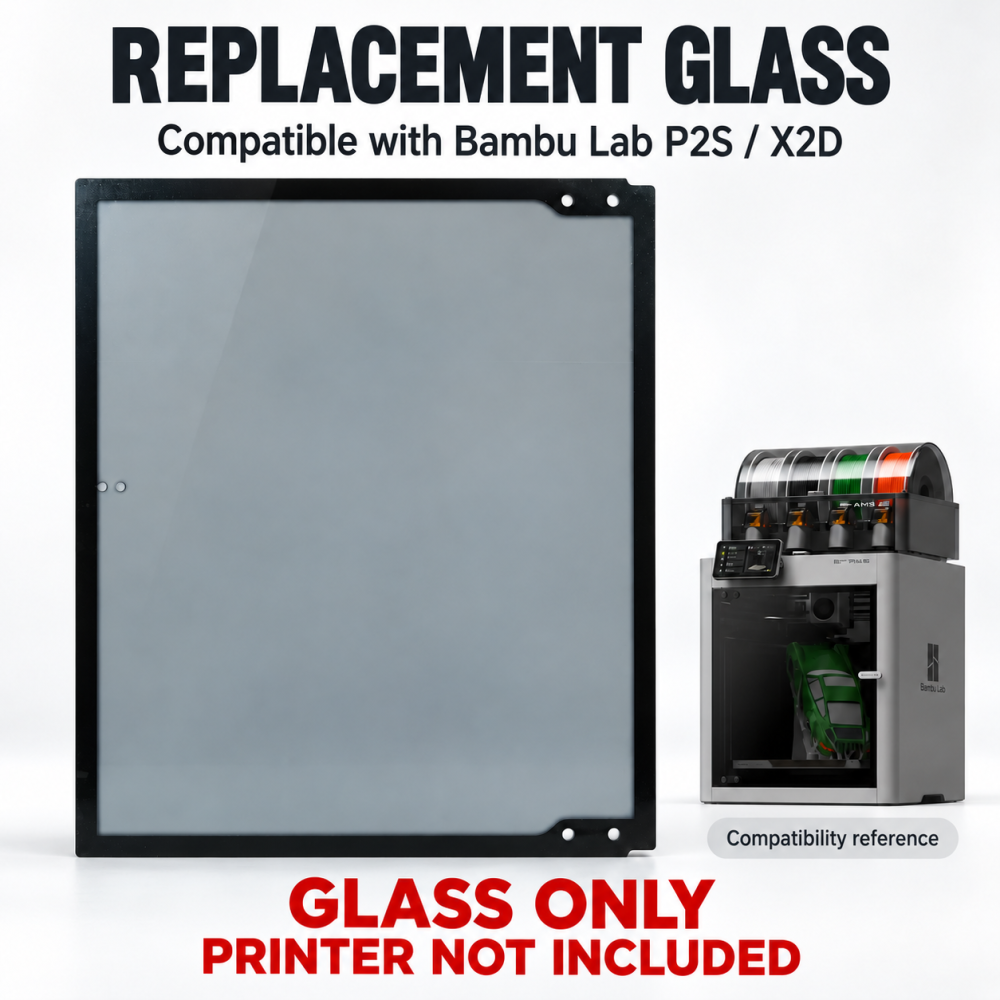 Replacement Glass Front Door and Top Cover for Bambu Lab P2S / X2D