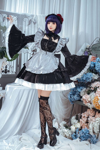 My Dress-Up Darling Kitagawa Marin Black Lobelia Maid Outfit Cosplay Costume C02873