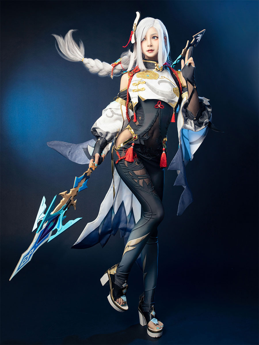 Game Genshin Impact Shenhe Cosplay Costume Jacquard Version C00907