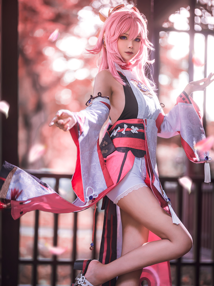Genshin Impact Guuji Yae Miko Cosplay Costume Jacquard Version C00665