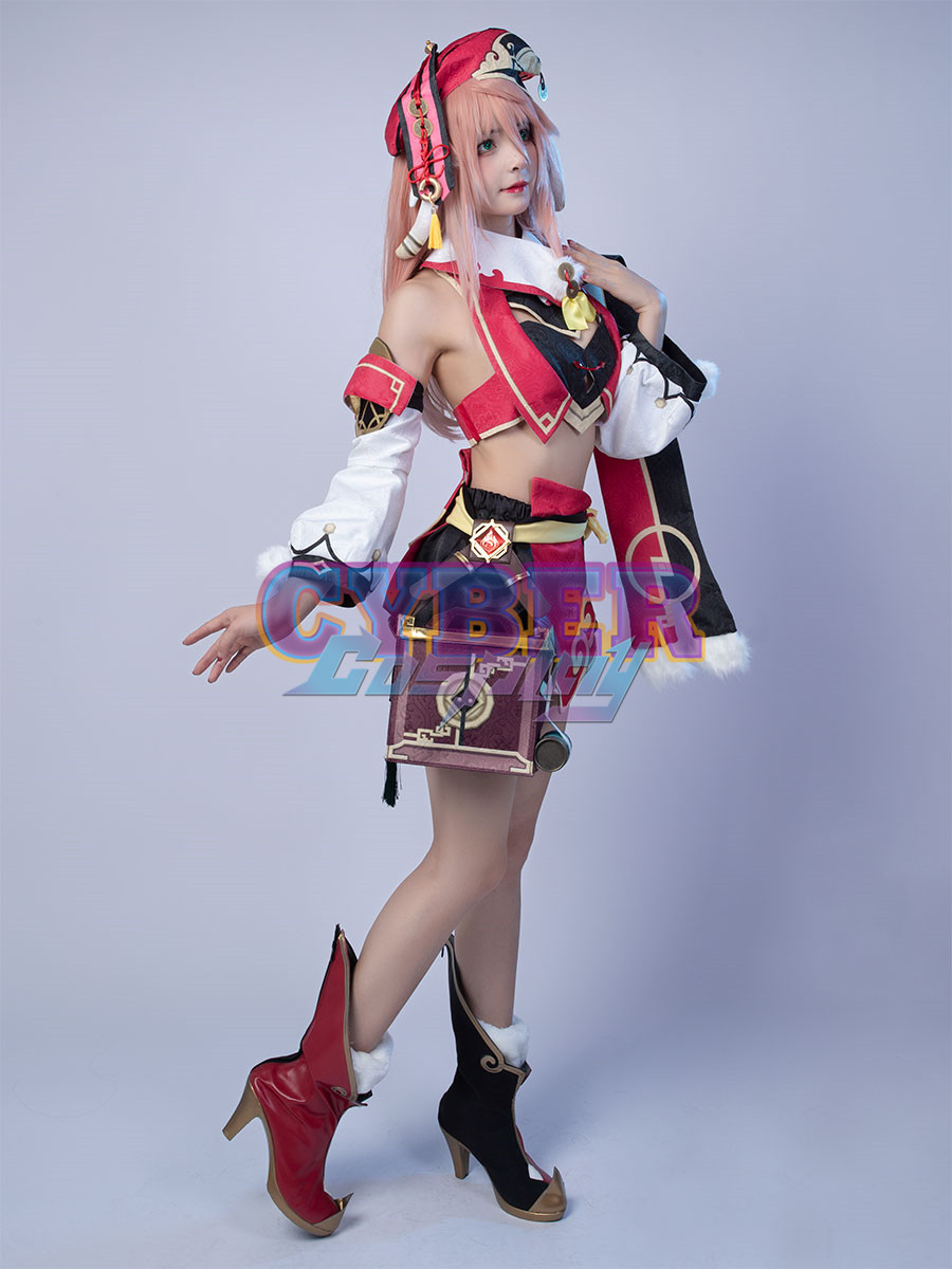 Game Genshin Impact Yanfei Cosplay Costume Upgraded Version C00480
