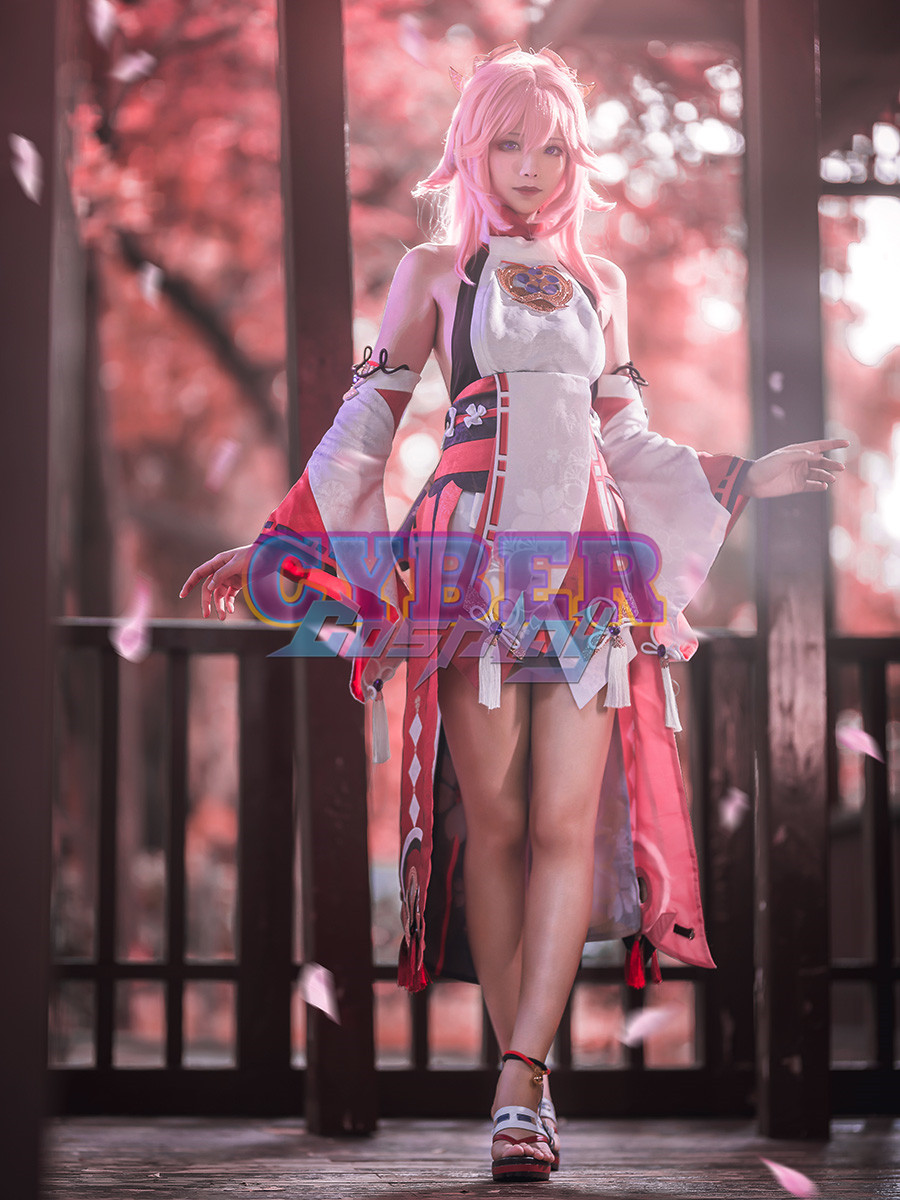 Genshin Impact Guuji Yae Miko Cosplay Costume Jacquard Version C00665