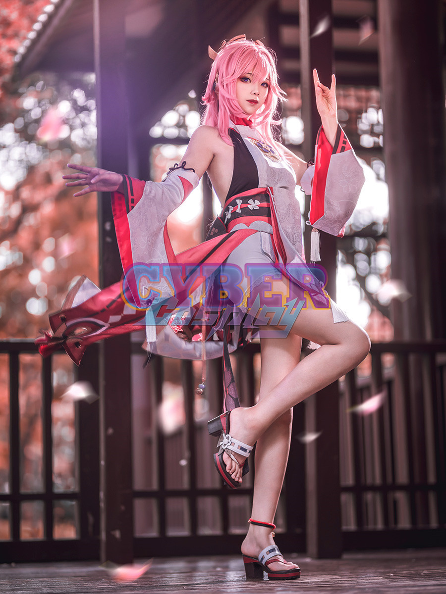 Genshin Impact Guuji Yae Miko Cosplay Costume Jacquard Version C00665