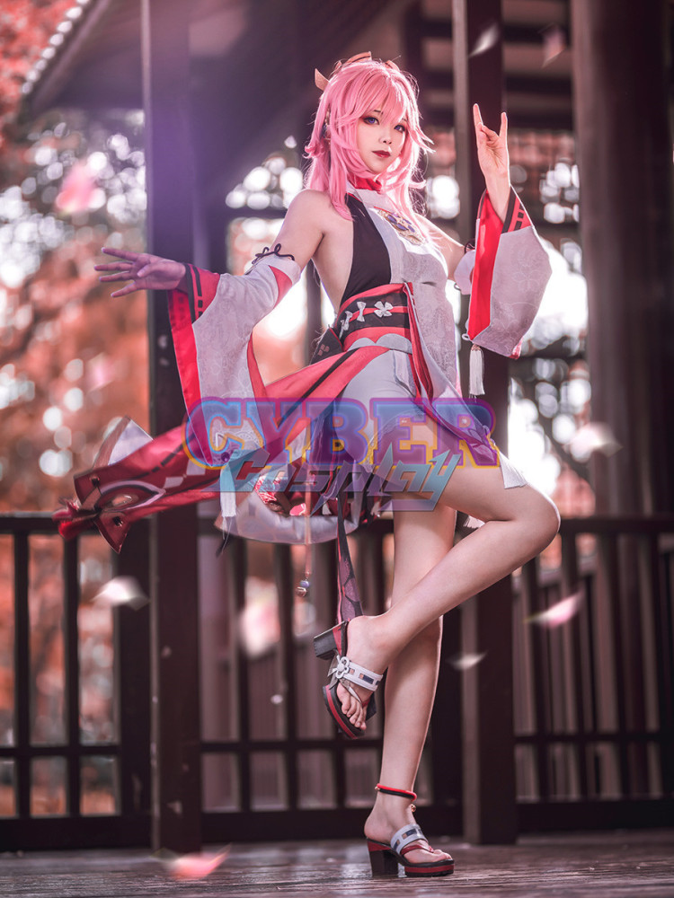 Genshin Impact Guuji Yae Miko Cosplay Costume Jacquard Version C00665