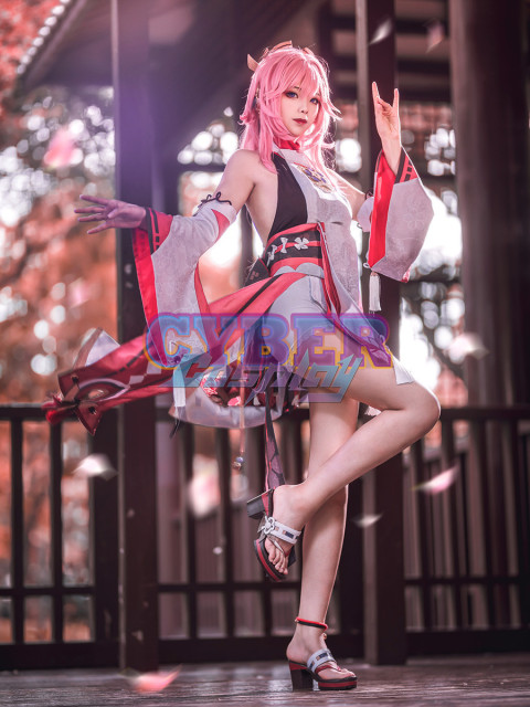 Genshin Impact Guuji Yae Miko Cosplay Costume Jacquard Version C00665