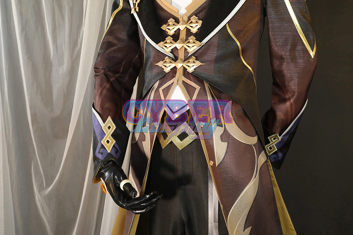 Game Genshin Impact Liyue Harbor Lapis Dei Zhongli Cosplay Costume Sands Satin Version C02946