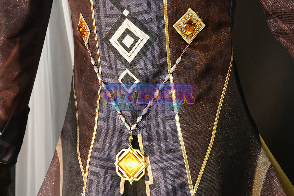 Game Genshin Impact Liyue Harbor Lapis Dei Zhongli Cosplay Costume Sands Satin Version C02946
