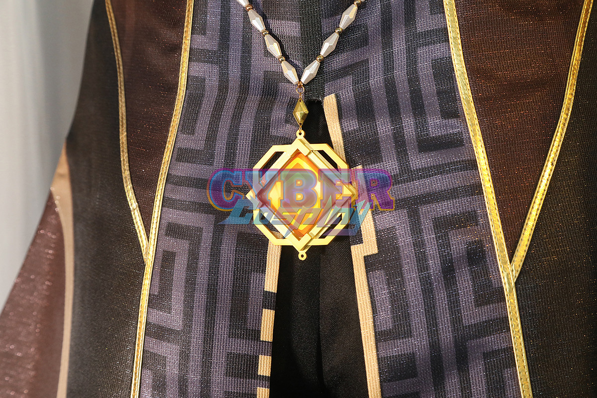 Game Genshin Impact Liyue Harbor Lapis Dei Zhongli Cosplay Costume Sands Satin Version C02946