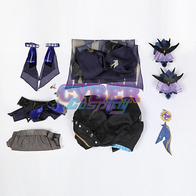 Genshin Impact Keqing Opulent Splendor Skin Cosplay Costume C00909