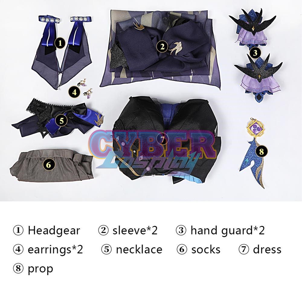 Genshin Impact Keqing Opulent Splendor Skin Cosplay Costume C00909