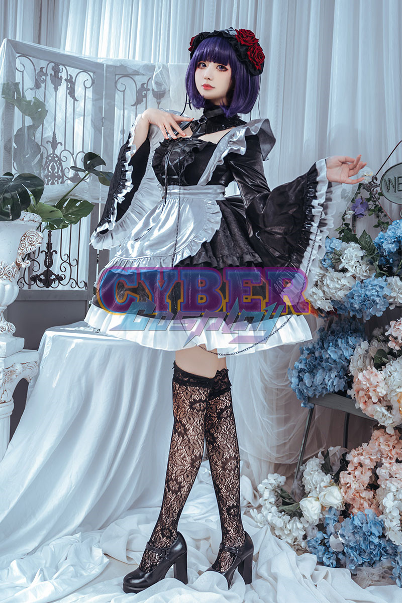 My Dress-Up Darling Kitagawa Marin Black Lobelia Maid Outfit Cosplay Costume C02873