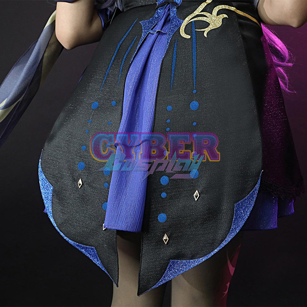 Genshin Impact Keqing Opulent Splendor Skin Cosplay Costume C00909